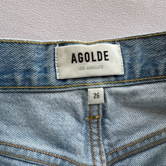 AGOLDE Vintage Style Cut Off Denim Shorts Button Fly 100% Cotton Light Wash 26 - Picture 3 of 5